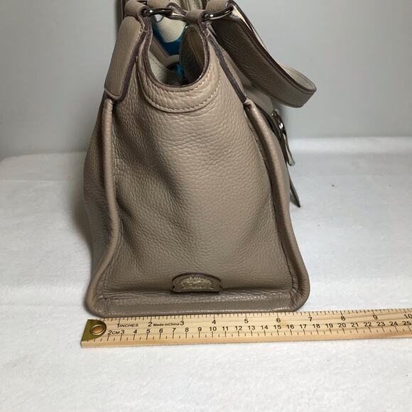 A.D.M.J. Made in Japan tan leather shoulder bag purse tote snap closure luxury - Picture 5 of 16